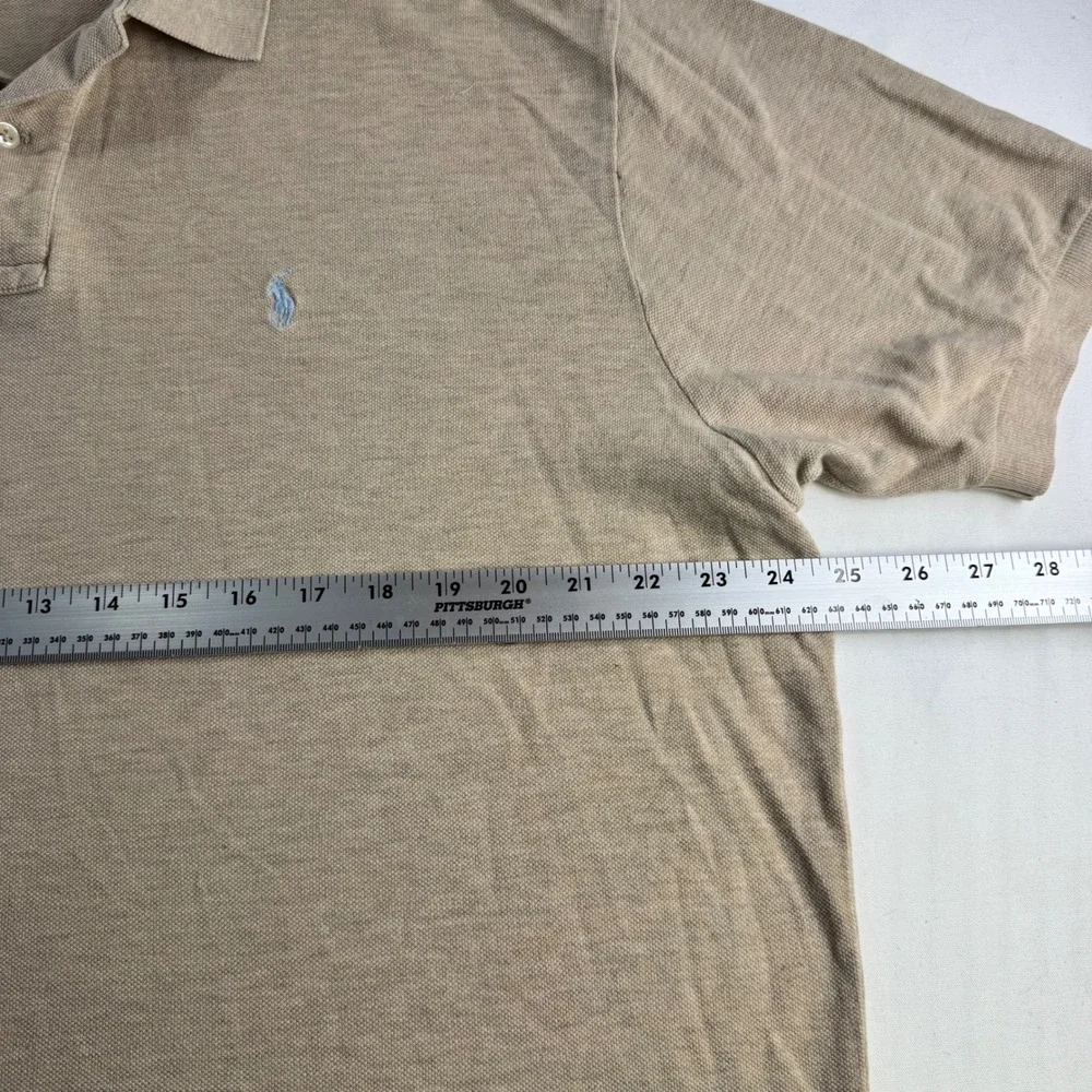 Polo Ralph Lauren Polo Shirt Mens XL Tan Beige Cotton Short Sleeve Pony Logo